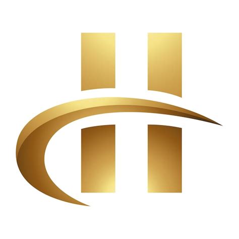 Símbolo Dourado Da Letra H Em Um ícone De Fundo Branco 2 Vetor Premium