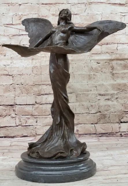 Western Nude Bronze Marble Fairy Nymph Angel Statue Art Deco Sculpture