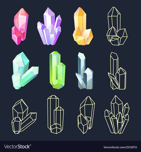 Set Of Isolated Colorful Crystals Royalty Free Vector Image