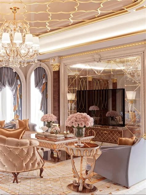 Contemporary Royal Style Dubai Home Living Room Interior Design For A