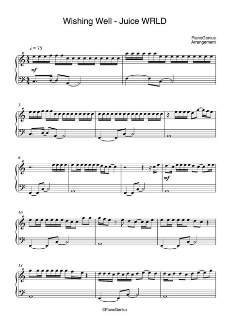 Juice Wrld Wishing Well Easy Sheets By Pianogenius