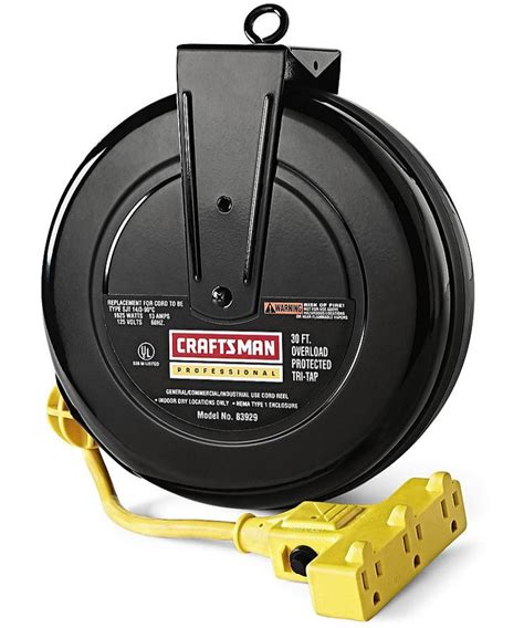 Electric Retractable Extension Cord Reel 30 Ft Power Heavy Duty Garage