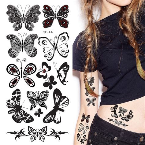 Supperb® Temporary Tattoos Cute Black Tribal Butterflies Etsy