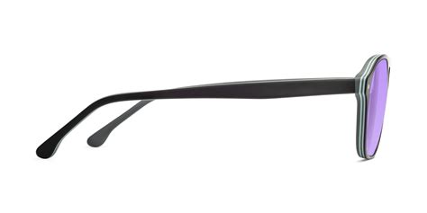 Matte Black Grandpa Acetate Aviator Tinted Sunglasses With Medium Purple Sunwear Lenses 17416