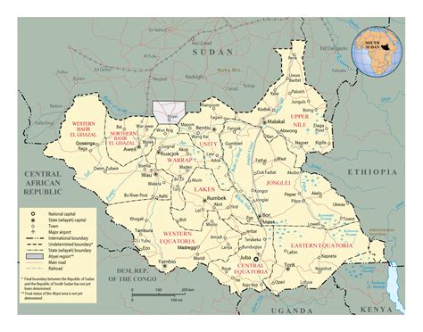 Detailed Political Map Of South Sudan With Relief South Sudan Gambaran