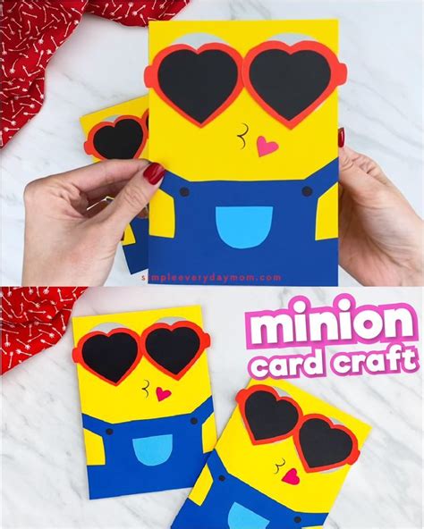Minion Valentine Card Craft Free Template Valentine Card Crafts