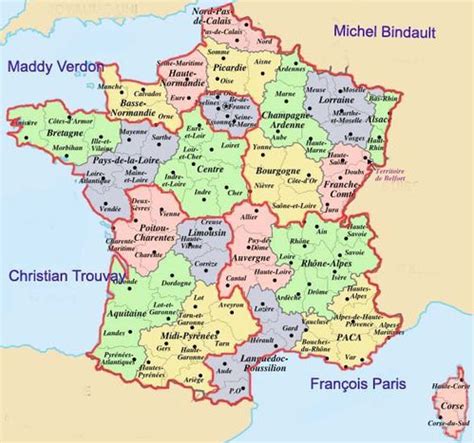 Carte de france des régions, départements et villes. Info • carte de france region et departement ville ...