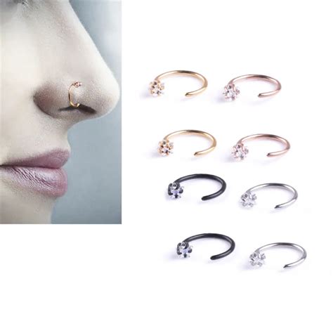 Fashion Fake Septum Medical Titanium Nose Ring Silver Gold Star Zirconia Body Clip Hoop For
