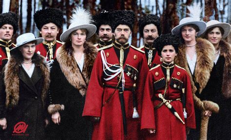Tsar Nicholas Ii Of Russia And His Children With Cossack Officers 1916