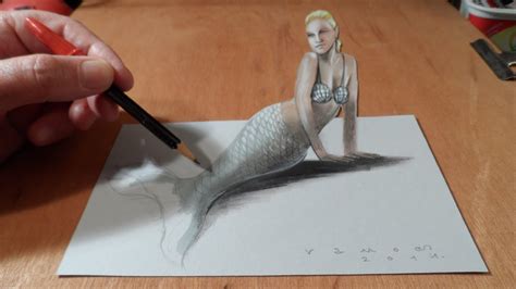 How To Draw A 3d Mermaid Drawing Anamorphic Illusion Vamos Youtube