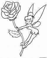 Coloring Flower Rose Pages Tinkerbell Printable Book sketch template
