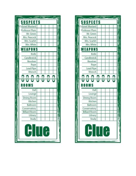 Maybe you would like to learn more about one of these? Clue Sheets | Clue games, Clue board game, Clue cards