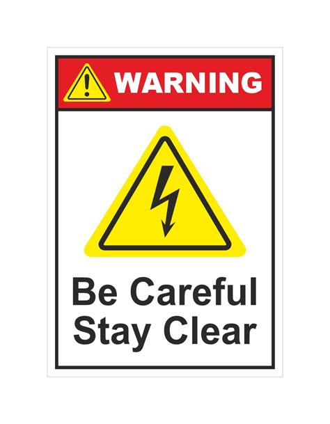 Buy Be Careful Stay Clear Warning With Danger Sign Sticker Pack Of 10