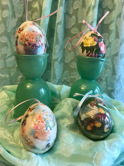 Vintage Easter Egg Ornaments Set Of Easter Eggs Paper Mache Ornaments