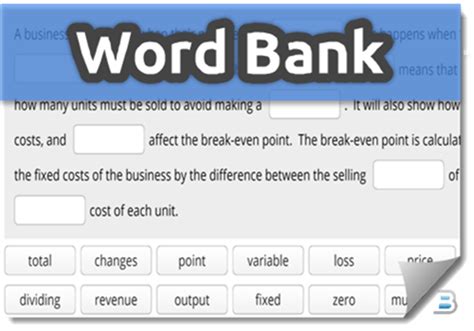 Businessed Word Bank Activities