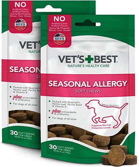 Vets Best Seasonal Allergy Soft Chew Dog Supplements Soothes Dogs