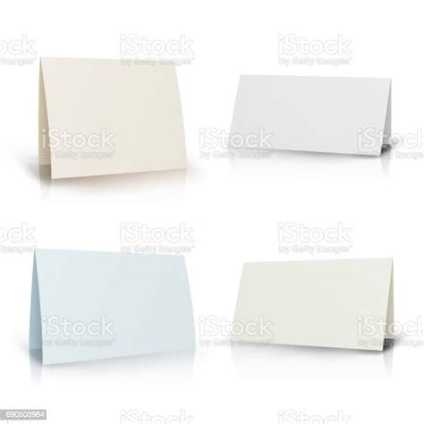 White Folder Paper Greeting Card Vector Set Template Paper Table Card