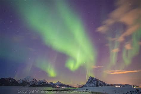 Aurora Borealis Auf Den Lofoten Norway