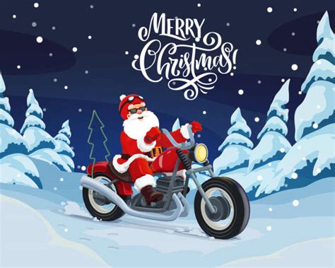 Santa On A Motorcycle Illustrations Royalty Free Vector Graphics