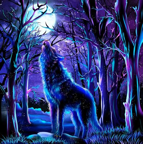 Download Striking Blue Wolf Artistic Wallpaper Wallpaper