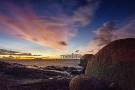 Scenic View Of Sunset Over Tanjung Bajau Beach Singkawang Indonesia