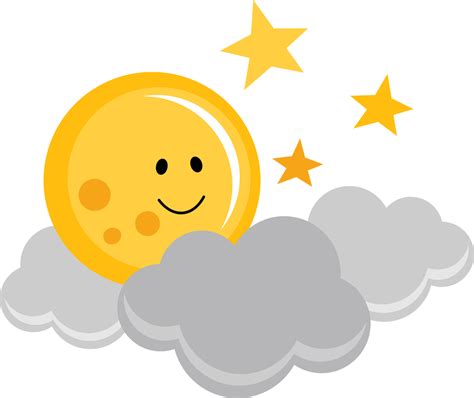 Png Black And White Moon And Clouds Clipart Moon And Cloud Cartoon