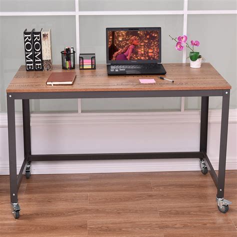 Metal Frame Computer Desk With Wheels Hw54475cf Comstrom