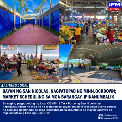 Bayan Ng San Nicolas Nagpatupad Ng Mini Lockdown Market Scheduling Sa Mga Barangay