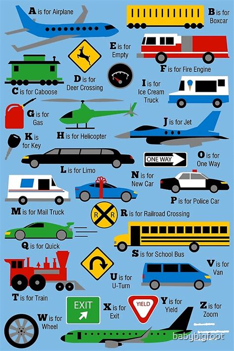 Planes Trains And Automobiles Alphabet By Babybigfoot Redbubble