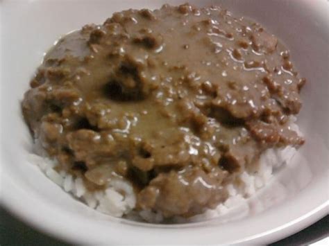 One of the best things about a can of. Hamburger Gravy and mashed potatos one of my faves growing ...