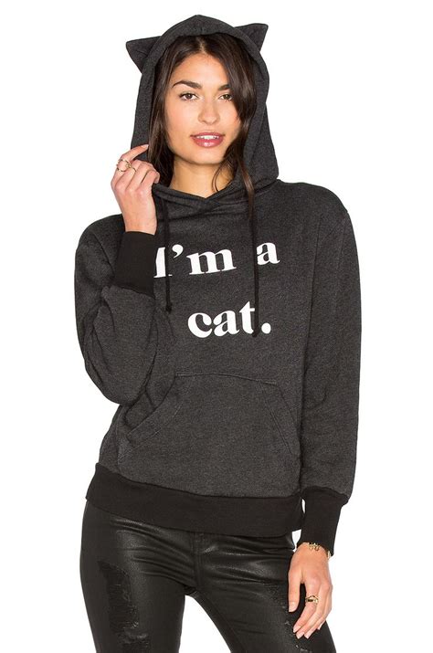 Wildfox Couture Im A Cat Hoodie In Heather Jet Black Revolve