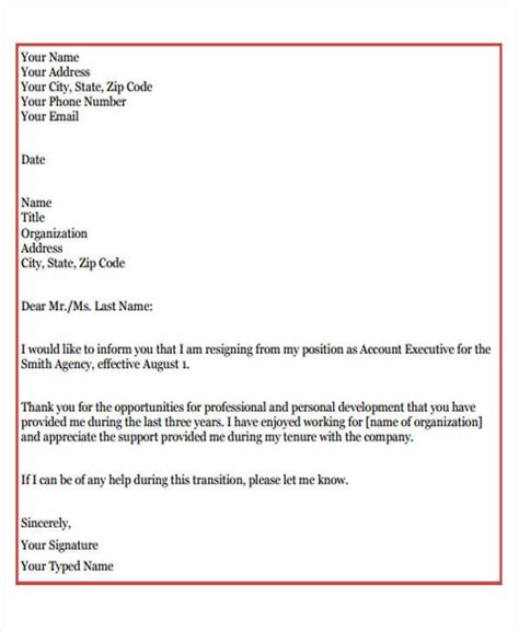 Free 5 Sample Thank You Resignation Letter Templates In Pdf