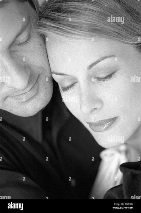 Couple Eyes Closed Close Up Bandw Stock Photo Alamy