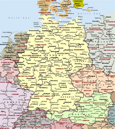 Детальная карта городов Германии Германия детальная карта городов