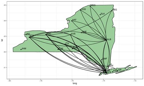 Map Of Airports And Routes For New York State Download Scientific