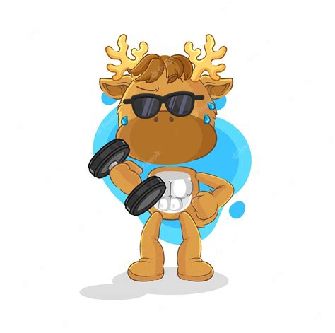 Premium Vector Moose Lifting Dumbbell Vector Cartoon Character