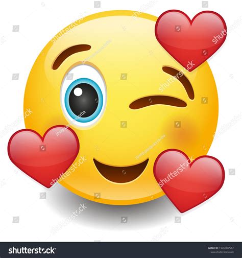 Emoji Wink With Hearts Icon Communication Design Chat Emoticon New