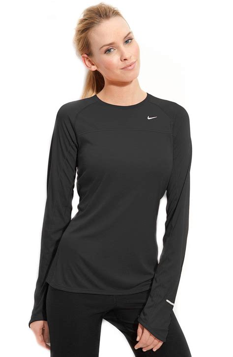 Nike Womens Miller Long Sleeve Running Athletic Shirt Black