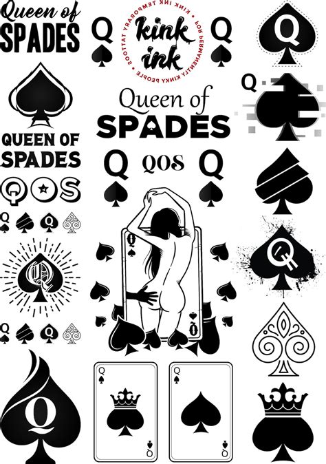 23 queen of spades qos bbc kinky temporary tattoos a4 sheet etsy