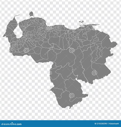 Blanco Kaart Van Venezuela De Gemeenten Venezuela Map In Grijs Hoge