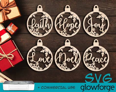 6 Snowflake Christmas Ornaments Glowforge Svg Cut File Etsy Australia