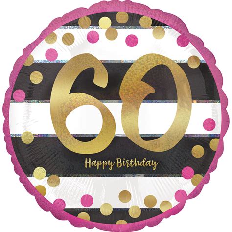 18 Round Pink Happy 60th Birthday Dots Foil Helium Balloon Party Age