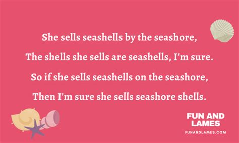 She Sells Seashells By The Seashore Tongue Twister 🐚