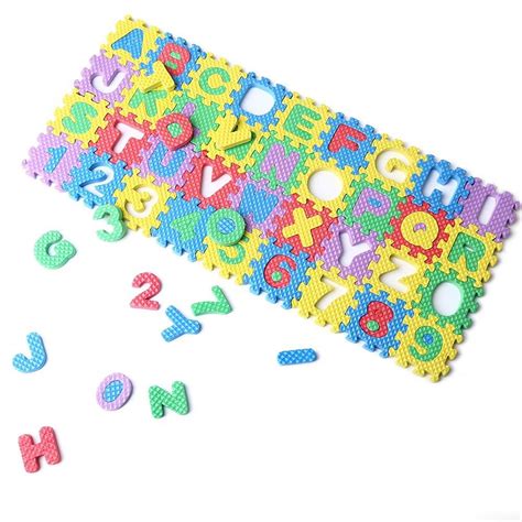 Goodbox children's play mat learning mat puzzle mat 36 pieces foam mat children's rug numbers and alphabet mat: 36pcs 0-9 Number A-Z Letters Puzzle Mat Alphabet Puzzle Foam for ...