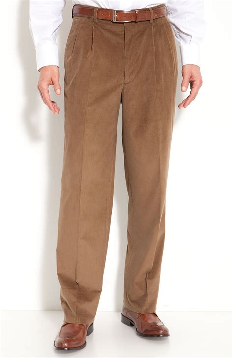 linea naturale pleated corduroy pants in brown for men tan lyst