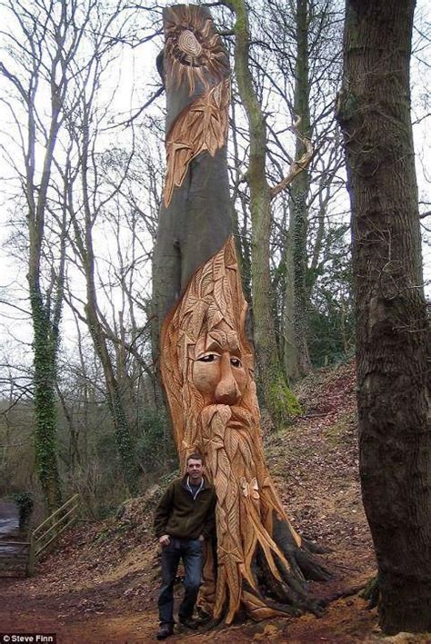 Land Art Tree People Tree Faces Wood Carving Art Wood Carvings