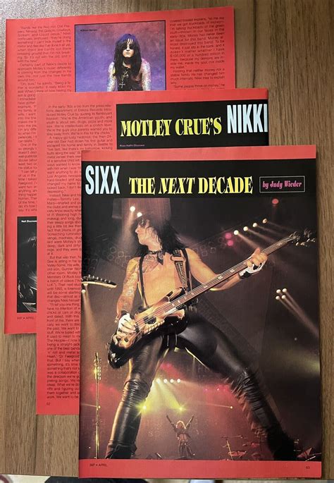 Vintage Motley Crue Nikki Sixx Complete Magazine Article Ebay
