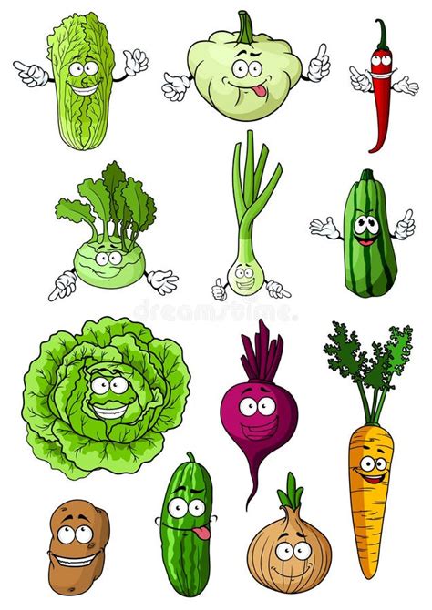 Happy Fresh Cartoon Vegetables Characters Stock Illustrations 1930