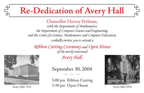 The Re Dedication Of Avery Hall Department Of Mathematics