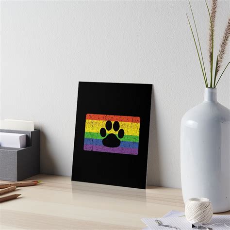 Gay Furry Pride Flag Gift Furries Rainbow Lgbt Fandom Paw Art Board